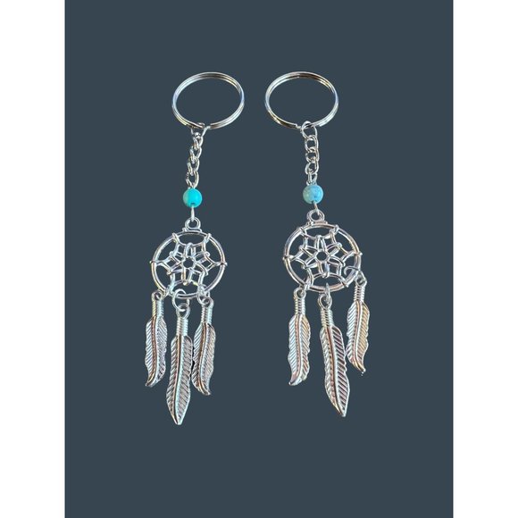 Native American Key Chain Set Feather Dream Catcher Silver - Picture 14 of 16